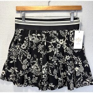 NWT Johnny Was Bee Active Pleated Tennis Skort Womens Small Black Floral Preppy